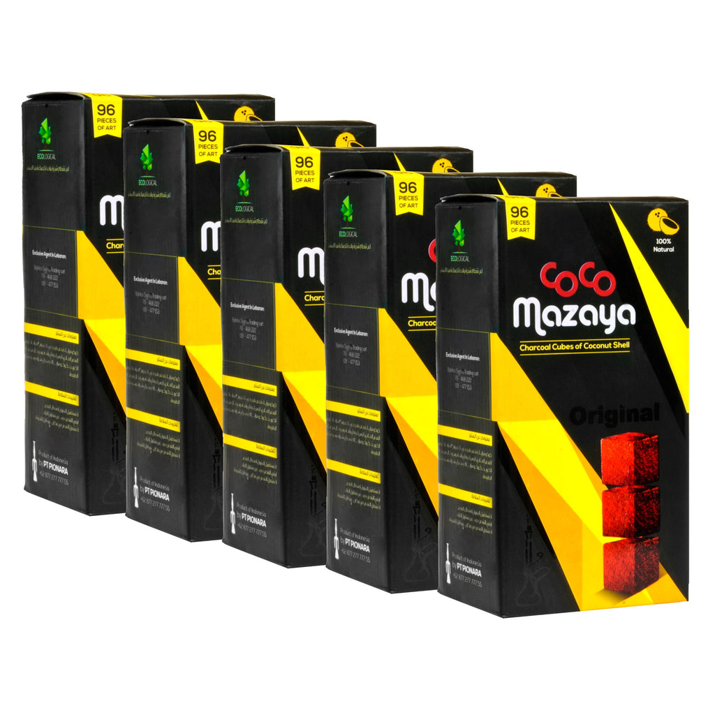 5x Coco Mazaya Hookah Charcoal 96pcs - CUBE | Coconara Online