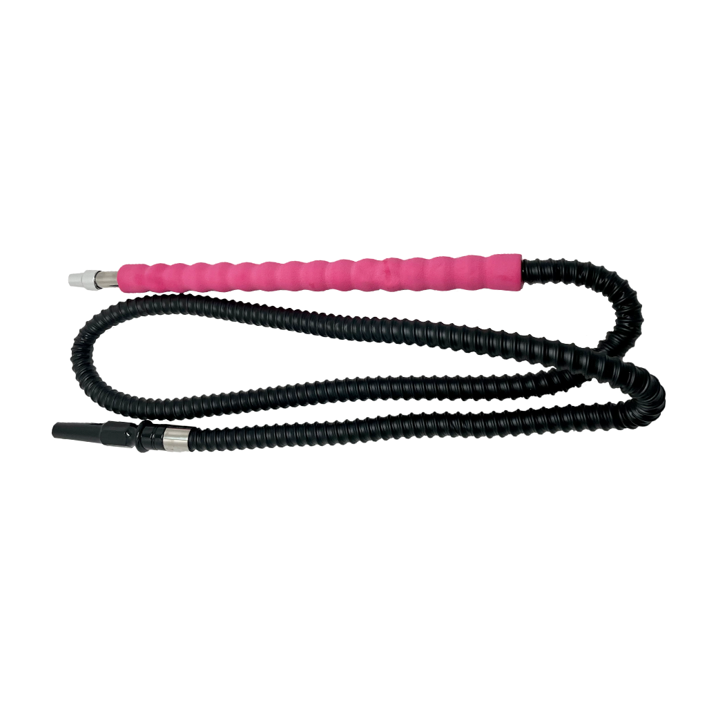 Aluminium Hookah Hose with Sponge Handle Pink Black